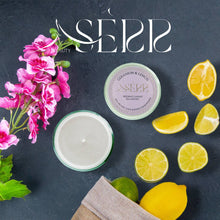 SerrBeauty Geranium & Lemon Beeswax Scented Candle 125 G, handcrafted with organic beeswax and infused with essential oils. Features a floral and citrus aroma for relaxation and energy.