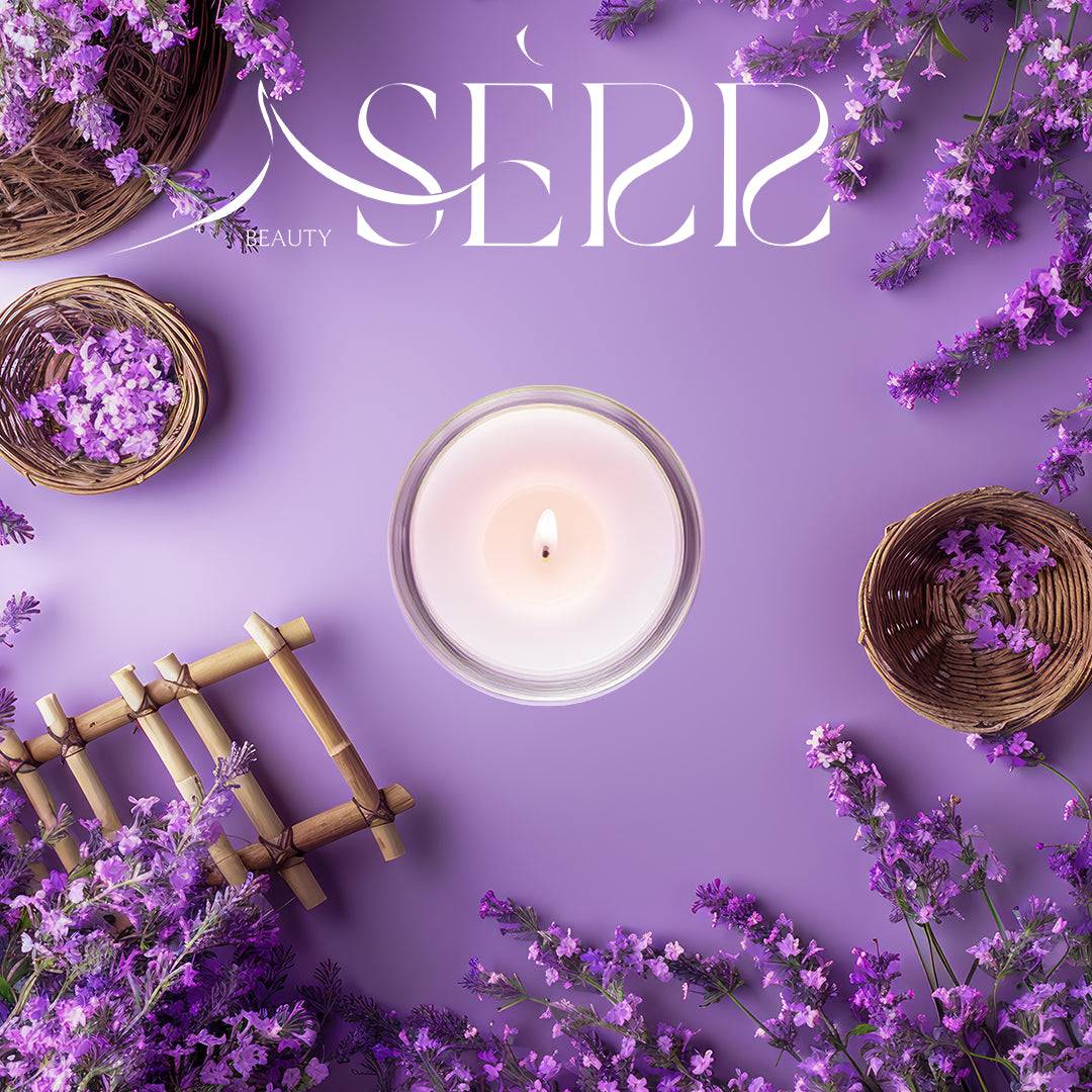 شمعة سر بيوتي المعطرة بشمع العسل برائحة اللافندر و الباتشولي 125 غرام، مصنوعة من شمع العسل العضوي و الزيوت  النباتية الطبيعية. مثالية للاسترخاء و التأمل.