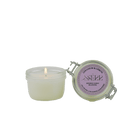 SerrBeauty Geranium & Lemon Beeswax Scented Candle 125 G in a glass jar with a secure clasp lid. Made from organic beeswax and infused with essential oils for a refreshing floral-citrus aroma.