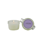 SerrBeauty Lavender & Patchouli Beeswax Scented Candle in a glass jar with a secure lid. Handcrafted organic candle infused with essential oils for a calming ambiance.