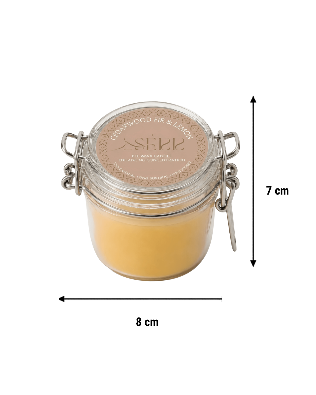 Cedarwood, Fir & Lemon beeswax candle 125g in glass jar by SerrBeauty