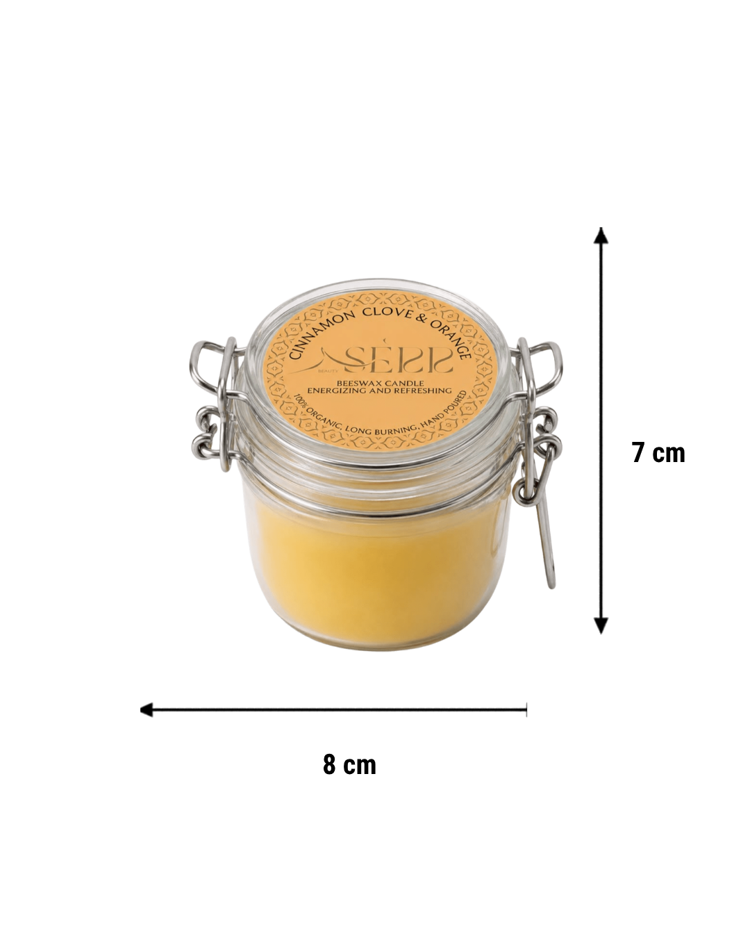 Cinnamon, Clove & Orange beeswax candle 125g in glass jar by SerrBeauty