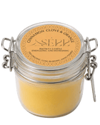 Cinnamon, Clove & Orange beeswax candle 125g in labeled glass jar by SerrBeauty