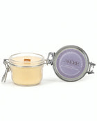 Eucalyptus, Cinnamon, Clove & Lemon beeswax candle 125g with open glass jar and front label