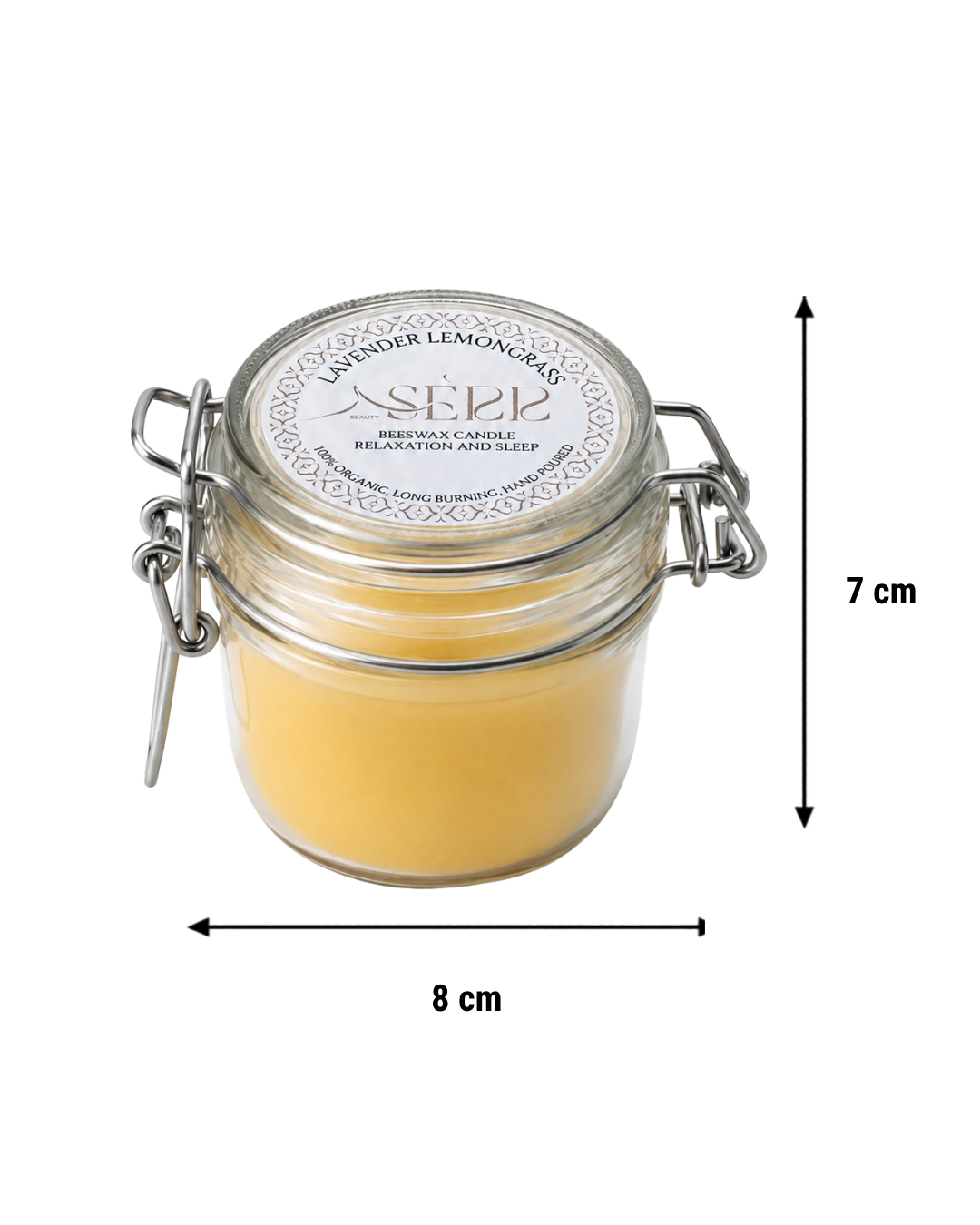 Lavender & Lemongrass beeswax candle 125g in glass jar by SerrBeauty