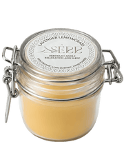 Lavender & Lemongrass beeswax candle 125g in labeled glass jar by SerrBeauty