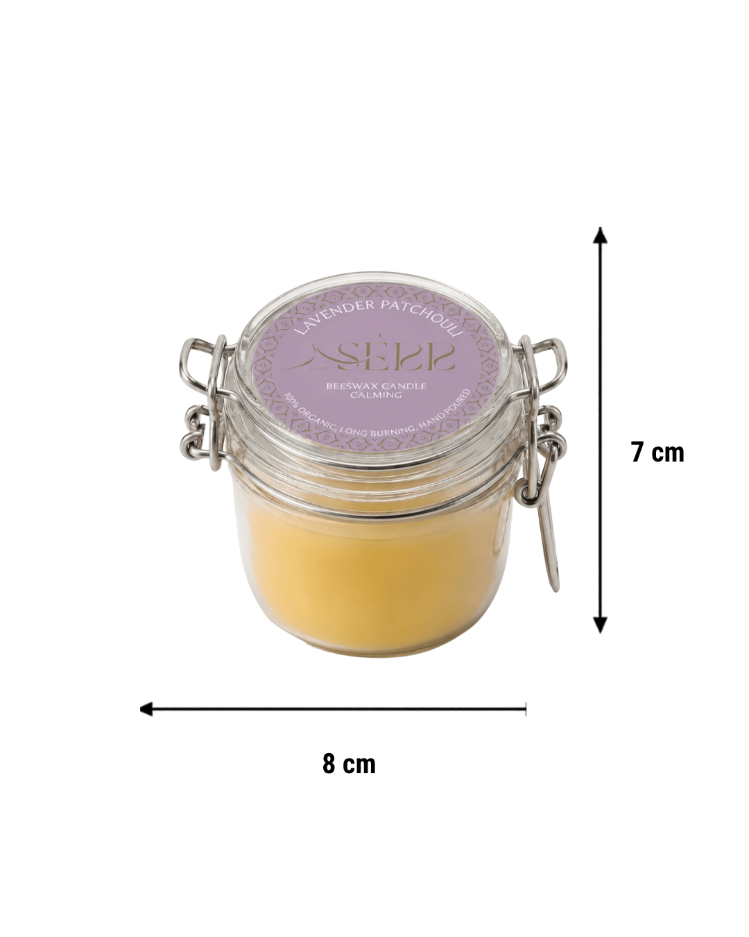 Lavender & Patchouli beeswax candle 125g in glass jar by SerrBeauty
