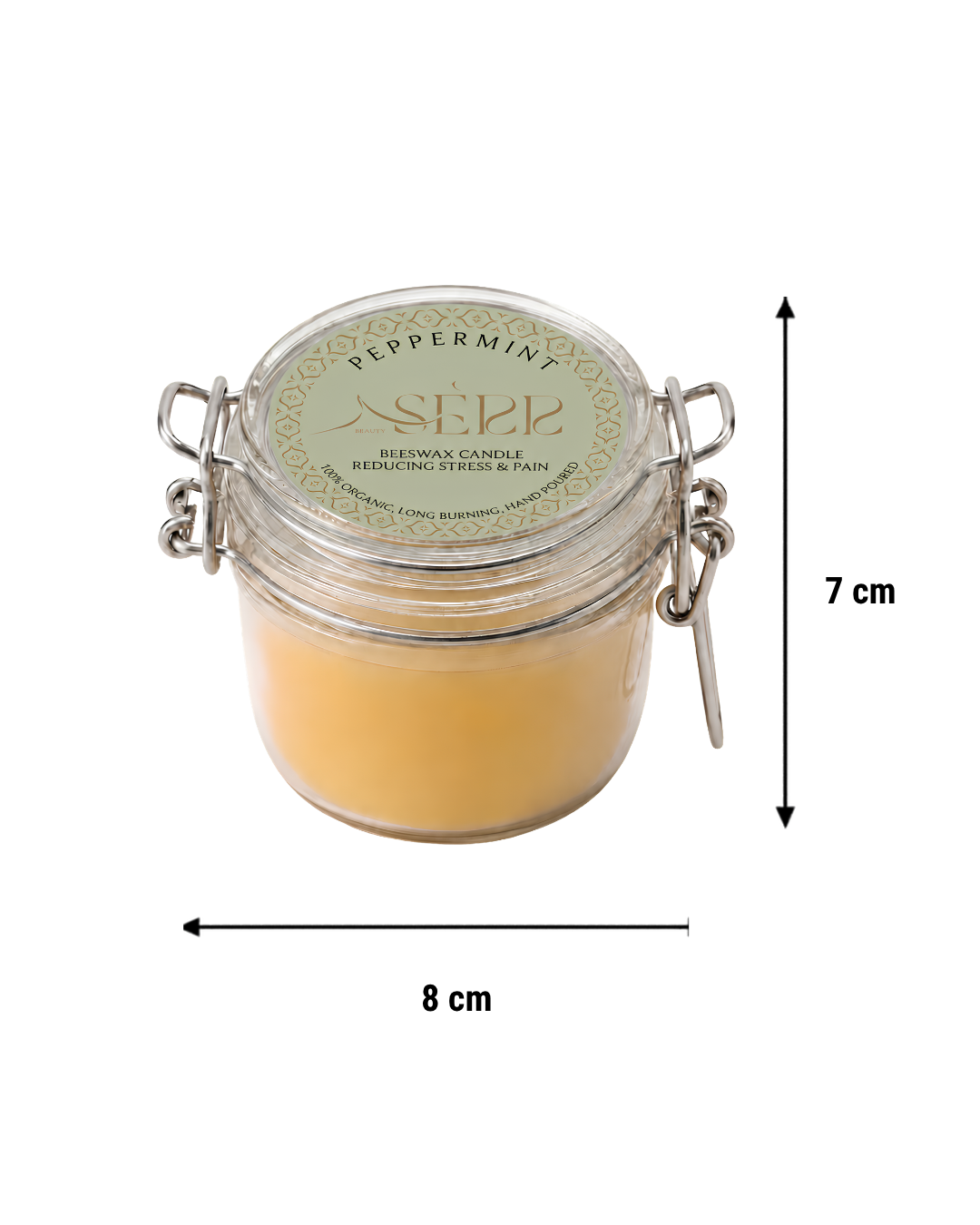 Peppermint beeswax candle 125g in glass jar by SerrBeauty