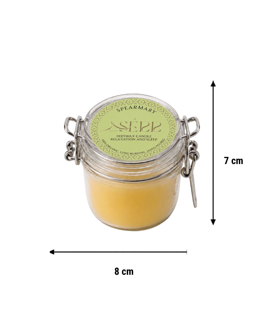 Spearmary beeswax candle 125g in glass jar by SerrBeauty