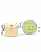 Spearmary beeswax candle 125g with open glass jar and front label