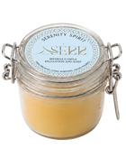 Serenity Spirit beeswax candle 125g in labeled glass jar by SerrBeauty