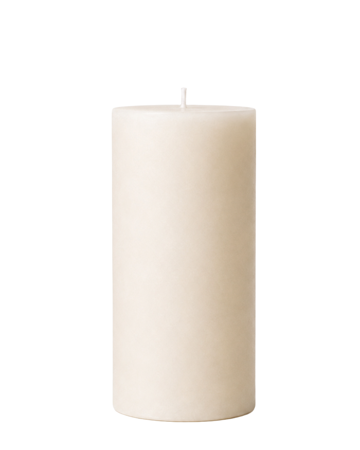 Everyday unscented rapeseed wax pillar candle 200g in natural ivory tone