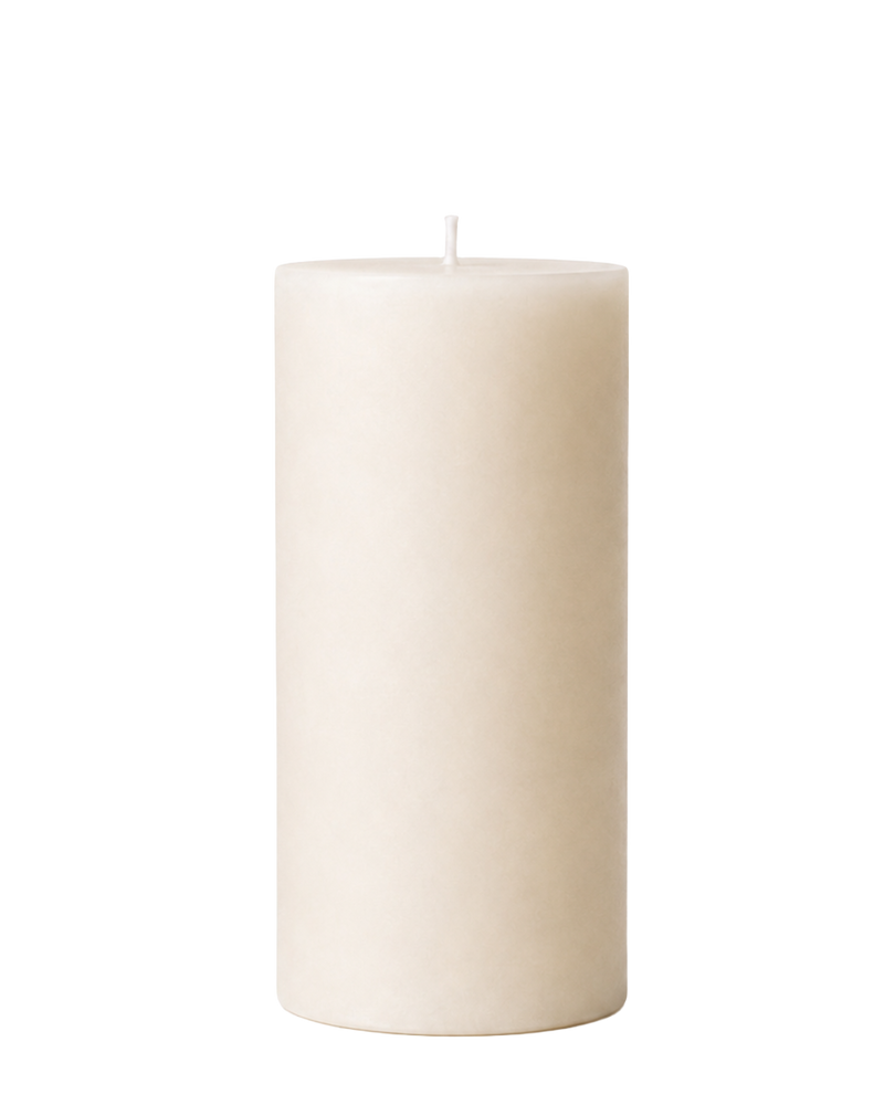 Everyday unscented rapeseed wax pillar candle 200g in natural ivory tone