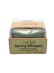 Spring Whisper candle packaging with label