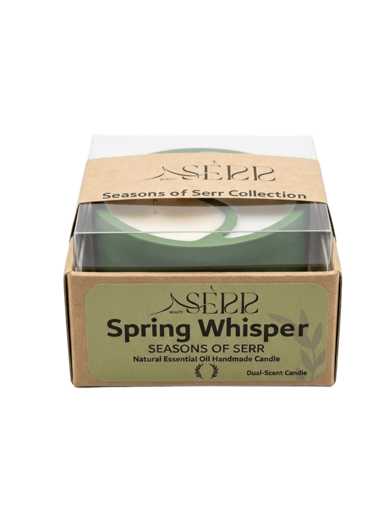 Spring Whisper candle packaging with label