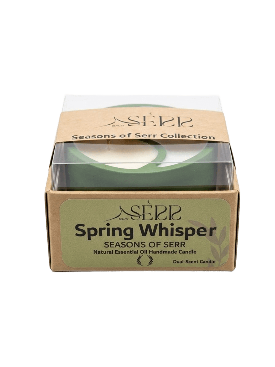 Spring Whisper candle packaging with label