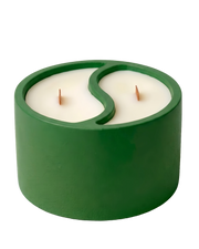 Green soy wax candle with dual-scent design