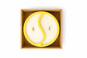 Top view of Seasons of Serr candle with product details