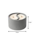 Gray concrete dual-scent candle with wood wicks, 5cm tall, 9cm wide, home decor
