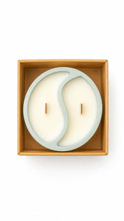 Top view of Seasons of Serr candle with product details